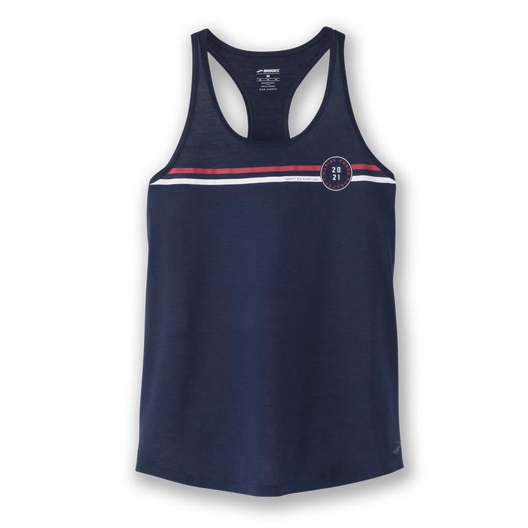 Brooks MCM21 DISTANCE GRAPHIC Running Tank Top Womens Sale - Navy (HJC601923)